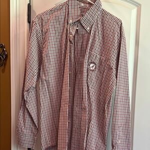 Classic Red and White Plaid Casual Button Down Shirt